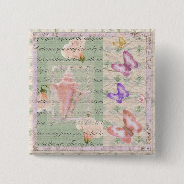 Annabell Lee, digital collage 15 Cm Square Badge (Front)