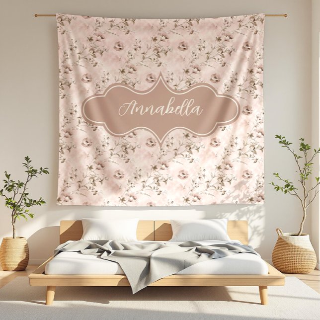 Annabella Vintage Dusty Rose Pink Fleece Blanket (detail)