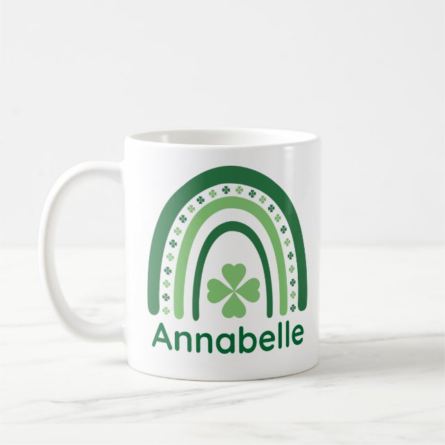 Annabelle Name Clover Boho Rainbow Coffee Mug (Left)