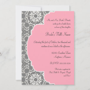 AnnaLiese Damask - Pink and Grey Bridal Shower Invitation