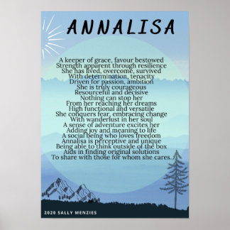 "Annalisa" Name Poem Poster