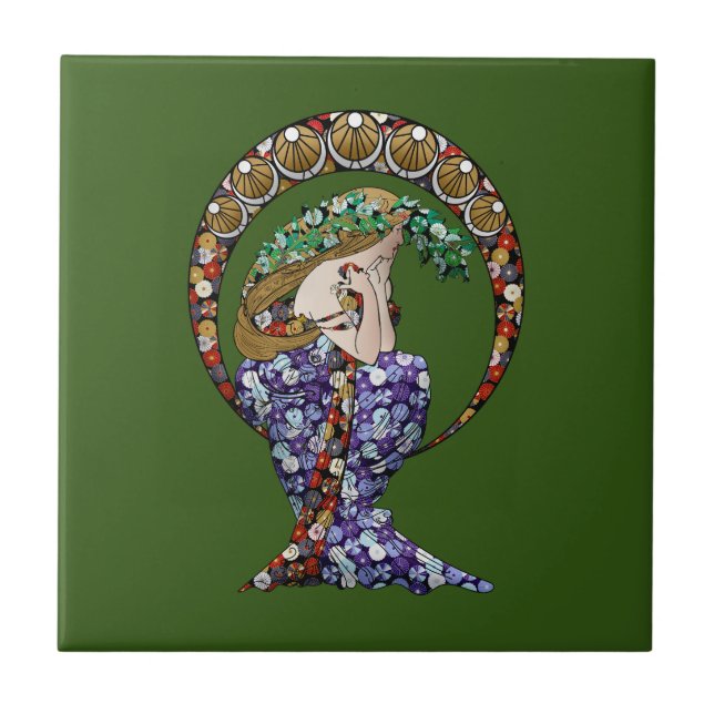 Annalise Art Nouveau Ceramic Tile (Front)