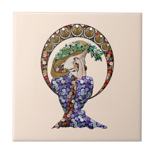 Annalise Art Nouveau Ceramic Tile (Front)
