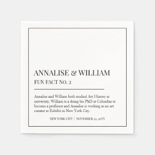 Annalise Simple Black White Fun Fact 2 Wedding Napkin