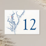 Annapolis Chesapeake Bay Map Elegant Navy Wedding Table Number<br><div class="desc">These double-sided Annapolis Maryland map table numbers feature a map of Chesapeake Bay and are perfect for your seaside wedding reception. They also make great table numbers for rehearsal dinners or any other large party. This table number features a map of Chesapeake Bay including the coast of New Jersey, Delaware,...</div>