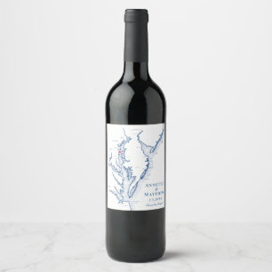 Annapolis Chesapeake Bay Map Elegant Navy Wedding Wine Label