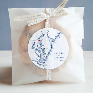 Annapolis Chesapeake Bay Map Navy Wedding Favour Classic Round Sticker