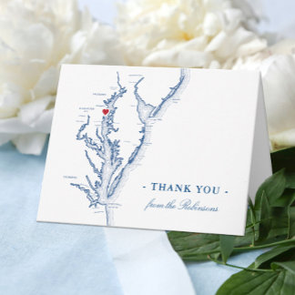 Annapolis Chesapeake Bay Map Wedding Personalised Thank You Card