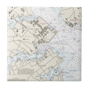 Annapolis Harbour Chart Ceramic Tile