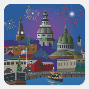 Annapolis Holiday Square Sticker