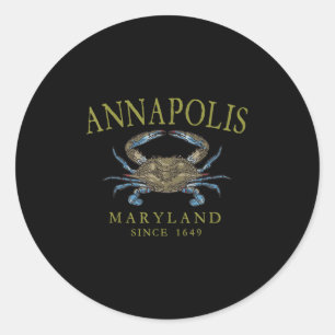 Annapolis Maryland Blue Crab Since 1649 Arched Oli Classic Round Sticker