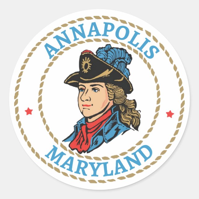 Annapolis Maryland Colonial Classic Round Sticker (Front)