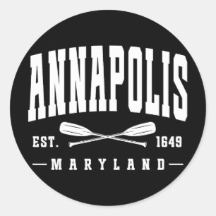 Annapolis Maryland Est. 1649 Crossed Oars Sailing  Classic Round Sticker