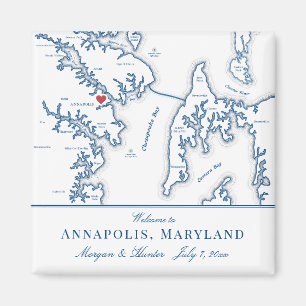 Annapolis Maryland Map Destination Wedding Favour Magnet