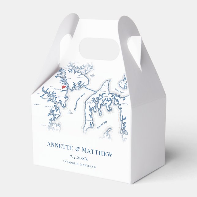 Annapolis Maryland Map Elegant Wedding  Favour Box (Front Side)