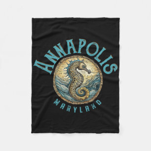 Annapolis Maryland Nautical Seahorse Design Fleece Blanket