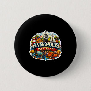 Annapolis Maryland Souvenir City Visitor State Mem 6 Cm Round Badge