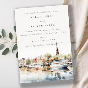 Annapolis Maryland Watercolor Couples Shower Invitation