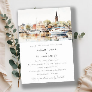 Annapolis Maryland Watercolor Rehearsal Dinner Invitation