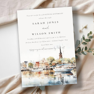 Annapolis Maryland Watercolor Wedding Anniversary Invitation