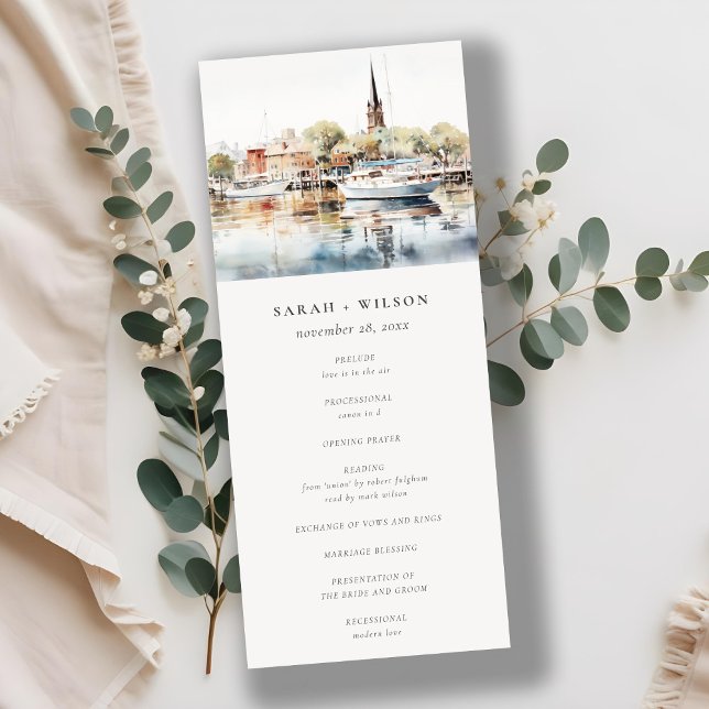 Annapolis Maryland Watercolor Wedding Program (Creator Uploaded)