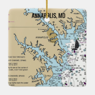 Annapolis MD Chart Ceramic Ornament