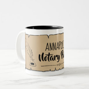 Annapolis Notary Public Scroll Feather Quill Two-Tone Coffee Mug