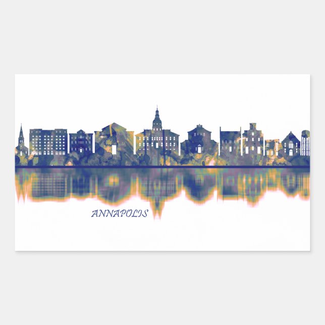 Annapolis Skyline Rectangular Sticker (Front)