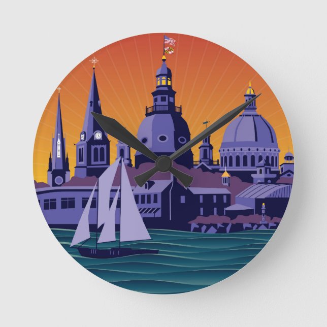 Annapolis Steeples and Cupolas: Sunset Round Clock (Front)