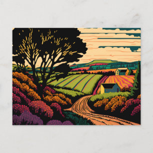 Annapolis Valley Colorful Farm Landscape Greeting Postcard