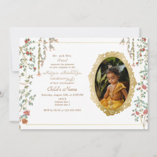 Annaprashan First Rice Ceremony Floral Photo Invitation