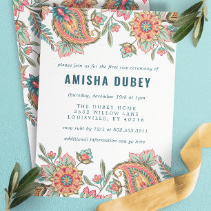 Annaprashan First Rice Ceremony Paisley Floral Invitation