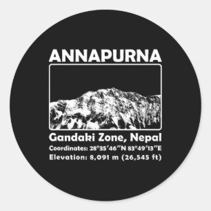 Annapurna Mif Nepal Mountain Climbing Trekking Classic Round Sticker