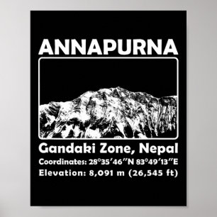 Annapurna Mif Nepal Mountain Climbing Trekking Poster