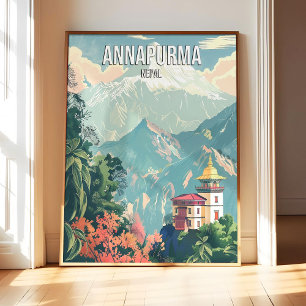 Annapurna Nepal Poster Art Print, City Retro Vinta