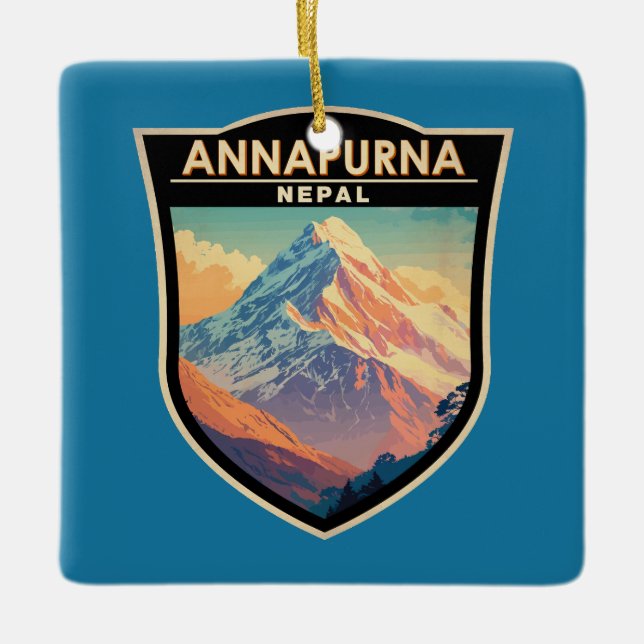 Annapurna Nepal Travel Art Vintage Ceramic Ornament (Front)