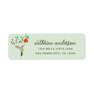 Anna's Hummingbird and Flowery Branch Return Address Label