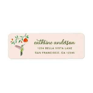 Anna's Hummingbird and Flowery Branch Return Address Label