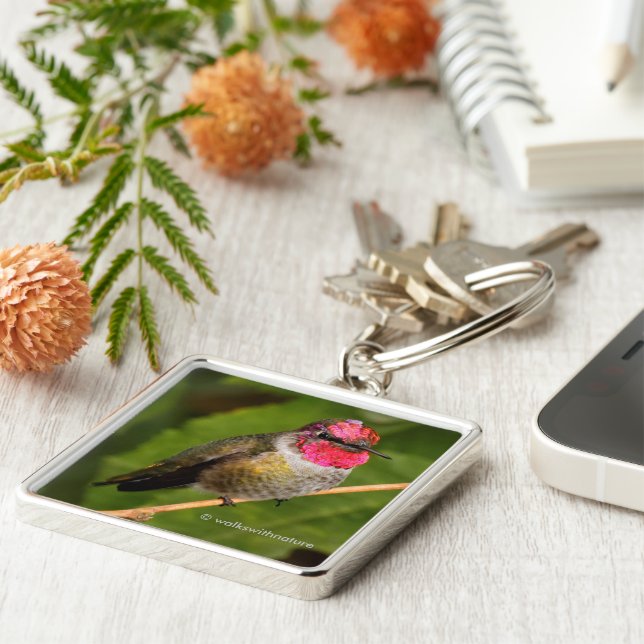 Anna's Hummingbird and His Raspberry-Dipped Head Key Ring (Side)