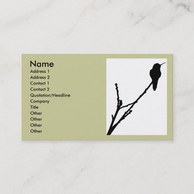 Anna's Hummingbird Business Card (Front)