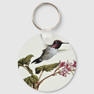 Anna's hummingbird  flowers key ring