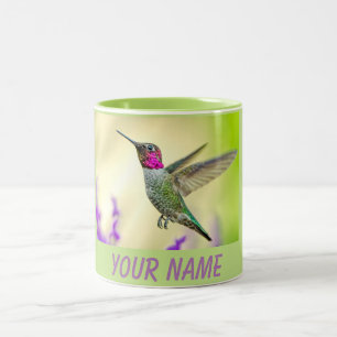 Anna's Hummingbird in Flight Personalised Two-Tone Coffee Mug