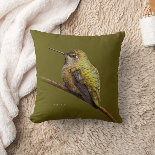 Anna's Hummingbird on Scarlet Trumpetvine Cushion (Blanket)