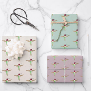Anna's Hummingbird Pattern Wrapping Paper Sheet