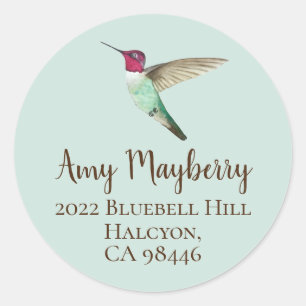 Anna's Hummingbird return address  Classic Round S Sticker