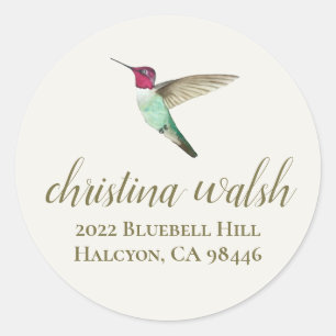 Anna's Hummingbird return address Classic Round Sticker