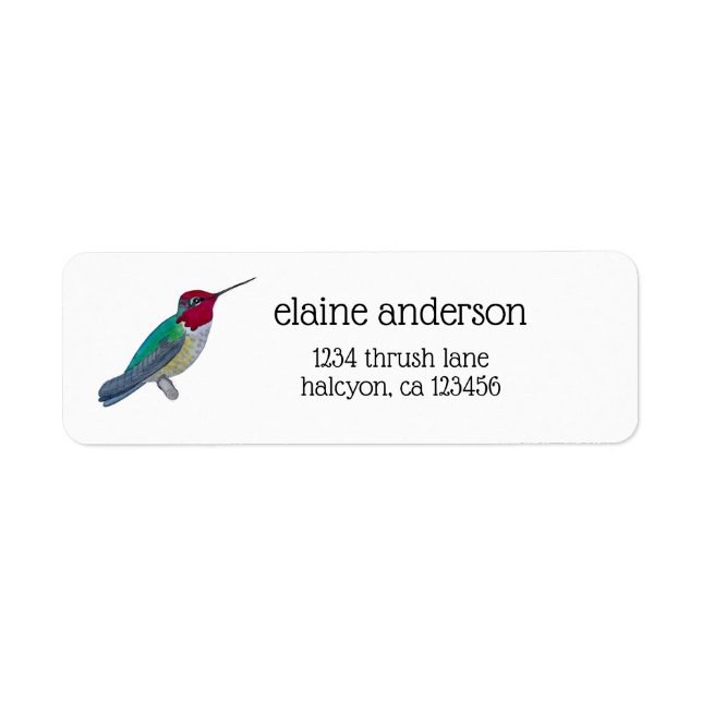 Anna's Hummingbird Return Address Label (Front)