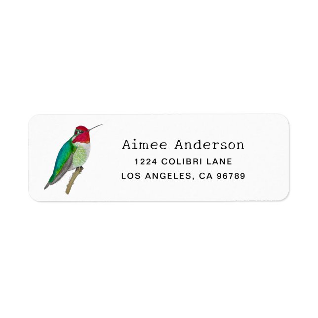 Anna's Hummingbird Return Address Label (Front)