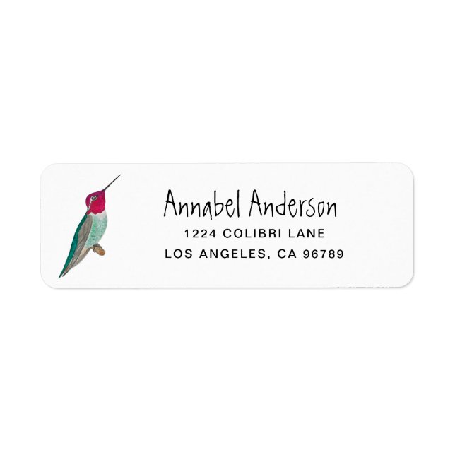 Anna's Hummingbird Return Address Label (Front)