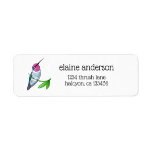 Anna's Hummingbird Return Address Label